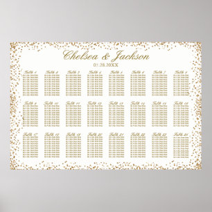 Poster Gold Confetti et Blanc - 24 Seating Chart
