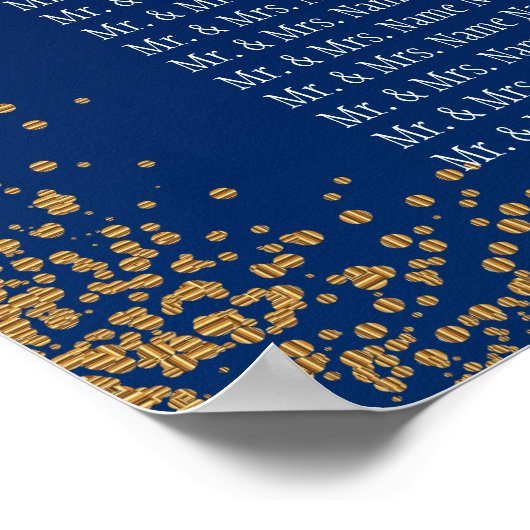 Poster Gold Confetti et Navy Blue -18 Seating Chart (Coin)