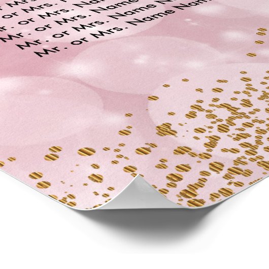 Poster Gold Confetti et Pink Bokeh - 10 Seating Chart (Coin)