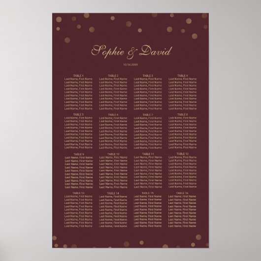 Poster Gold Confetti Love Bourgogne Mariage (Devant)