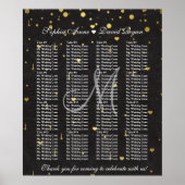 Poster Gold Confetti Mariage en cuir noir (Devant)