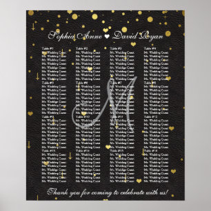 Poster Gold Confetti Mariage en cuir noir