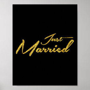 Poster Gold Cursive Juste Marié Mariage Cadeau Marié