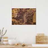 Poster Gold Cyber Circuit Board Tech Electronics (Cuisine)