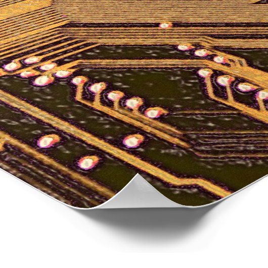 Poster Gold Cyber Circuit Board Tech Electronics (Coin)