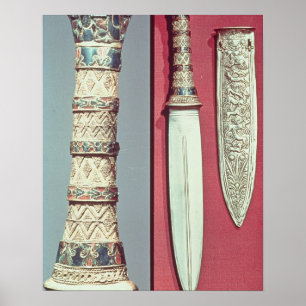 Poster Gold dagger and sheath, Tutankhamun treasure, c.13