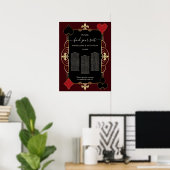 Poster Gold Deep Burgundy Casino Wedding Seating Chart  (Bureau à domicile)