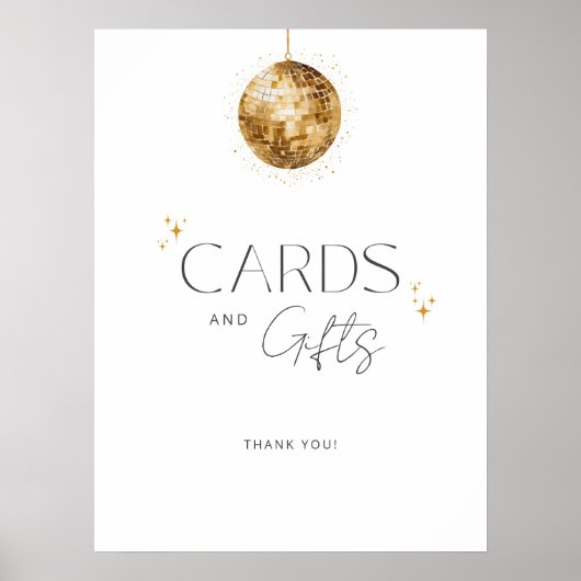Poster Gold Disco Retro Cartes De Fête des mariées Et Cad (Devant)