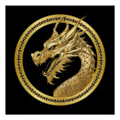 Poster Gold Dragon Wall Art- (Devant)
