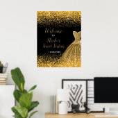 Poster Gold Dress Faux Glitter Sweet 16 Welcome (Bureau à domicile)