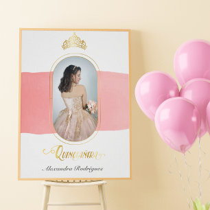 Poster Gold et Rose rose photo Quinceanera