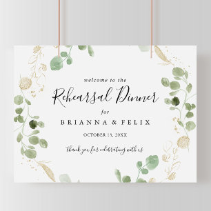 Poster Gold Eucalyptus Rehearsal Dinner Welcome Sign