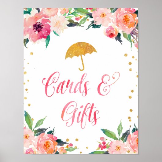 Poster Gold Floral Avril Cartes de douche et cadeaux (Devant)