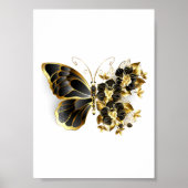 Poster Gold flower Butterfly with Black Orchid (Devant)