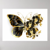 Poster Gold flower Butterfly with Black Orchid (Devant)