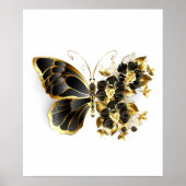 Poster Gold flower Butterfly with Black Orchid (Devant)