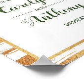 Poster Gold Foil & Green Palm Leaf Beach Mariage Bienvenu (Coin)