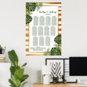 Poster Gold Foil & Green Palm Leaf Plage Siège de mariage (Bureau à domicile)