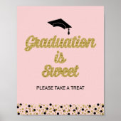 Poster Gold Foil Script Graduation est Sweet Grad Sign (Devant)