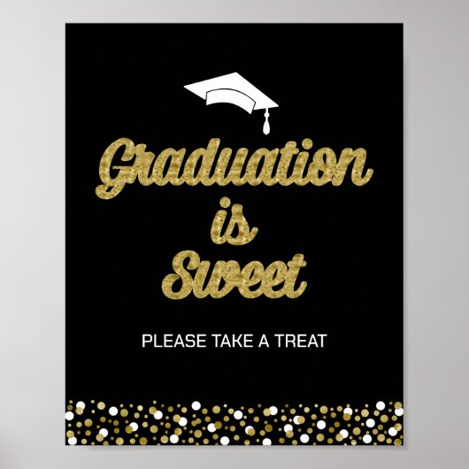 Poster Gold Foil Script Graduation est Sweet Grad Sign (Devant)