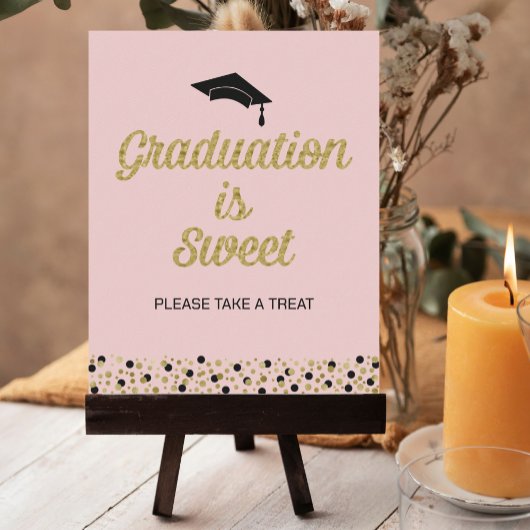 Poster Gold Foil Script Graduation est Sweet Grad Sign