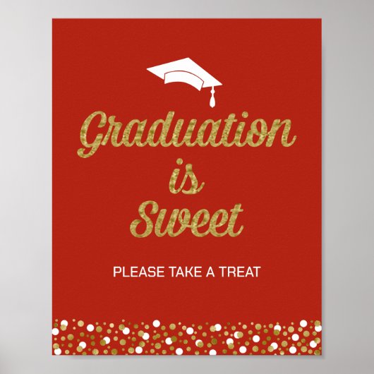 Poster Gold Foil Script Graduation est Sweet Grad Sign (Devant)