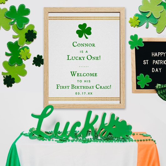 Poster Gold Foil St. Patrick's Day 1er anniversaire
