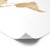 Poster Gold Foil World Map avec des coeurs mobiles couple (Coin)