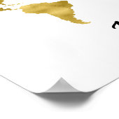 Poster Gold Foil World Map avec les couples de coeurs (Coin)