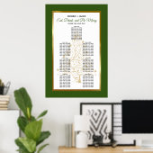 Poster Gold Forest Green Winter Wedding Seating Chart (Bureau à domicile)