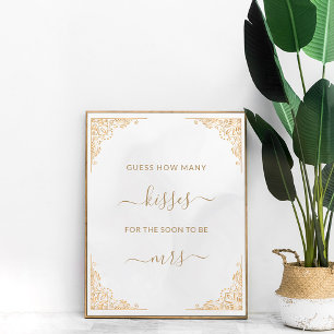 Poster Gold Frame Ornate Creme Combien de Baisers Jeu