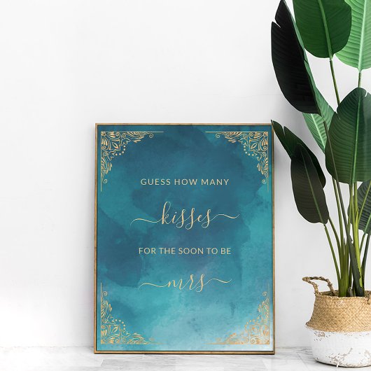 Poster Gold Frame Ornate Turquoise Combien De Baisers Jeu