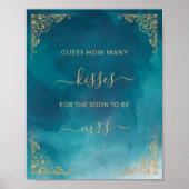 Poster Gold Frame Ornate Turquoise Combien De Baisers Jeu (Devant)