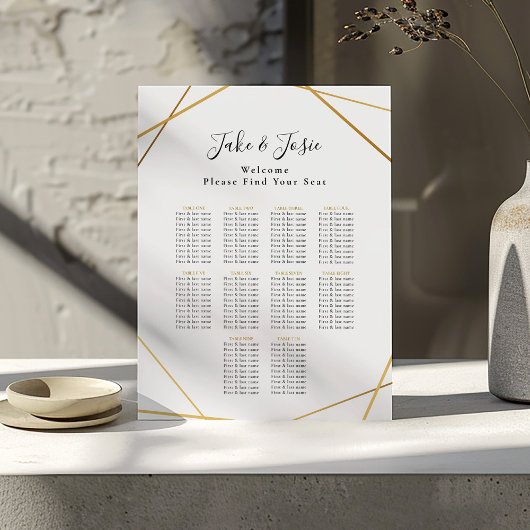 Poster Gold geometric Elegant Wedding Seating Chart