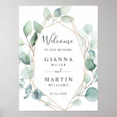 Poster Gold Géométrique Verdure Foliage Mariage Bienvenue (Devant)
