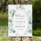 Poster Gold Géométrique Verdure Foliage Mariage Bienvenue