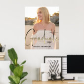 Poster Gold Graduation Calligraphie Script Black Photo Pa (Bureau à domicile)