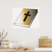 Poster Gold Holy Bible with Black Cross Religious (Cuisine)