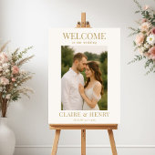 Poster Gold Ivory Minimal Photo Wedding Welcome