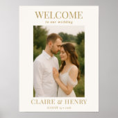 Poster Gold Ivory Minimal Photo Wedding Welcome (Devant)