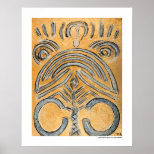Poster Gold Jaune Ethnic Abstrait Décor 16x20 Imprimer