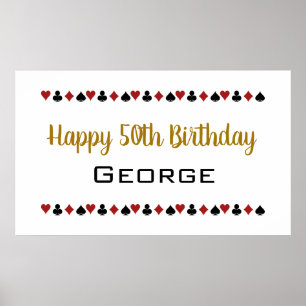 Poster Gold Las Vegas Style Casino Card convient Annivers