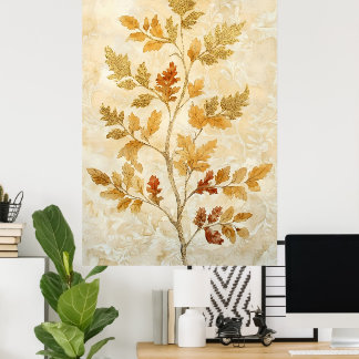 Poster gold leaves blended with warmer tones