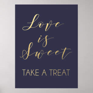 Poster Gold Love est signe doux Typographie