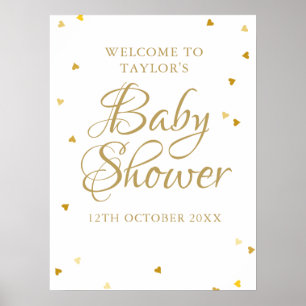 Poster Gold Love Hearts Baby shower / Sprinkl Welcome