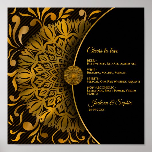 Poster Gold mandala classique élégant boisson de luxe men (Devant)