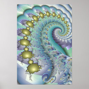 Poster Gold Mandelbrot Spiral