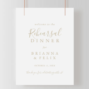 Poster Gold Minimalist Rehearsal Dinner Welcome Sign