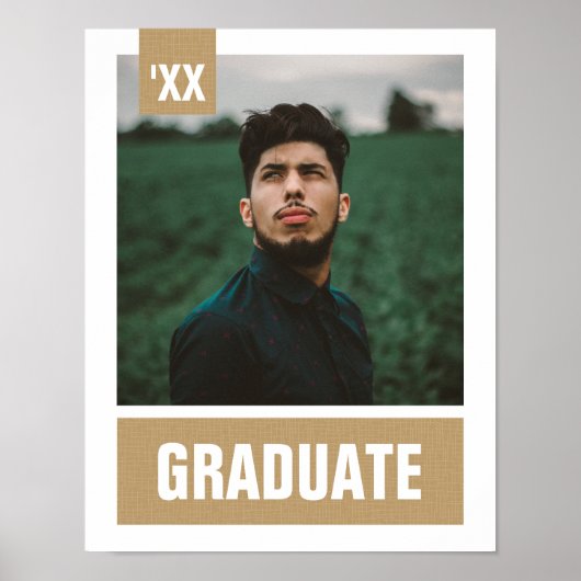 Poster Gold Modern Textured Photo Graduation (Devant)