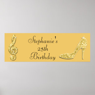 Poster Gold Music Note et Stiletto 25e anniversaire